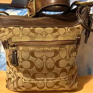 Coach Signature Brown Canvas Crossbody Bag